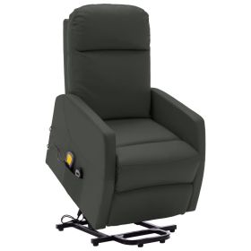 Power Lift Massage Recliner Anthracite Faux Leather