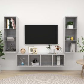 3 Piece TV Cabinet Set Concrete Gray Engineered Wood