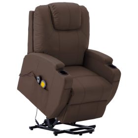 Stand up Massage Chair Brown Faux Leather