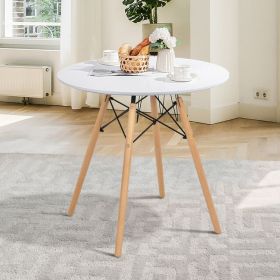 Modern Round Dining Room Table with Solid Beech Wood Legs