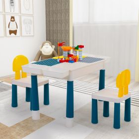 Multifunctional Rectangular Building Block Table - Gray and Yellow (with DIY Blocks)