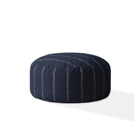 Indoor DRIZZLE Vintage Navy Round Zipper Pouf - Cover Only - 24in dia x 20in tall