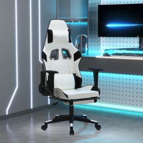 Gaming Chair with Footrest White and Black Faux Leather