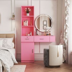 Pink modern simple hair desk, multi-layer storage space