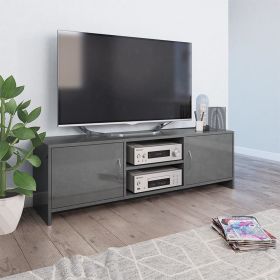 TV Cabinet High Gloss Gray 47.2"x11.8"x14.8" Engineered Wood