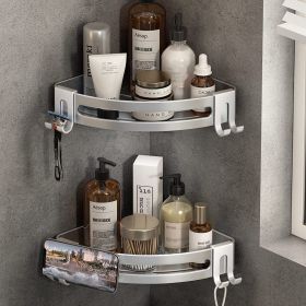 Shower Corner Shelf Caddy 2 Pack shower Organizer Corner No Drill Shower Storage Rust Proof Bathroom Corner Wall Shelf shampoo holder Silver (Color: silver)