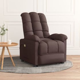 Massage Recliner Dark Brown Fabric (Color: Brown)