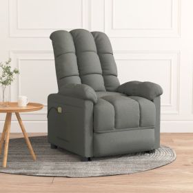 Massage Recliner Dark Gray Fabric (Color: Grey)