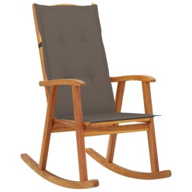 Rocking Chair with Cushions Solid Acacia Wood (Color: Brown)