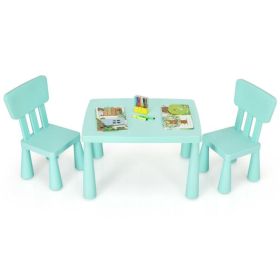 3 Pieces Multi Activity Kids Play Table and Chair Set (Color: Green)