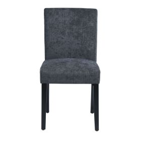 Upholstered Dining Chairs Set of 2 Modern Dining Chairs with Solid Wood Legs;  Dark Blue (Color: Black)