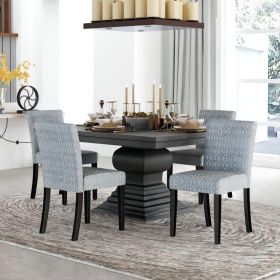 Upholstered Dining Chairs Set of 2 Modern Dining Chairs with Solid Wood Legs;  Dark Blue (Color: Grey)